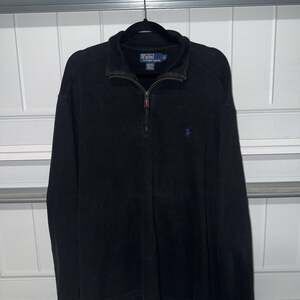 Vintage Polo Ralph Lauren Black Quarter Zip Pullover Sweater (XL)